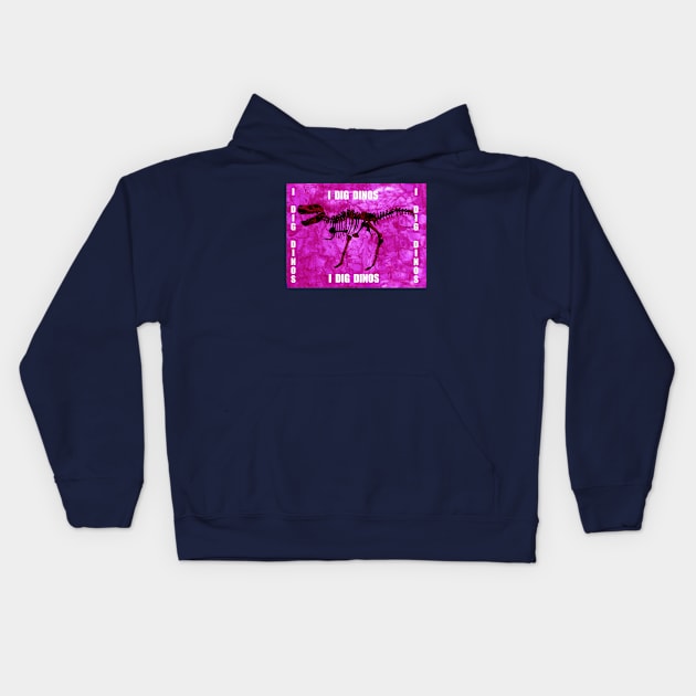 I Dig Dinos pink Kids Hoodie by dltphoto